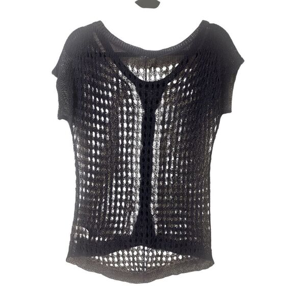 Anthropologie open work top by Yellow bird navy sz small - Picture 2 of 4